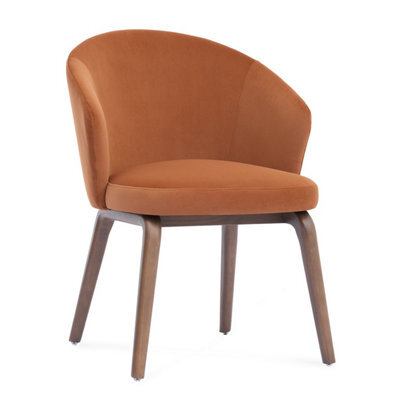 Woodmere Rusty Orange Velvet Dining Chair With Walnut Effect Ash Solid Wood Frame - image 1