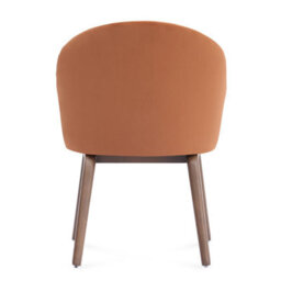 Woodmere Rusty Orange Velvet Dining Chair With Walnut Effect Ash Solid Wood Frame - thumbnail 4