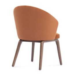 Woodmere Rusty Orange Velvet Dining Chair With Walnut Effect Ash Solid Wood Frame - thumbnail 3