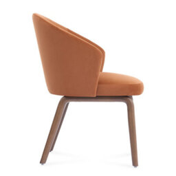 Woodmere Rusty Orange Velvet Dining Chair With Walnut Effect Ash Solid Wood Frame - thumbnail 2