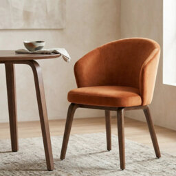 Woodmere Rusty Orange Velvet Dining Chair With Walnut Effect Ash Solid Wood Frame - thumbnail 9