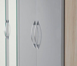 Seconique Nevada 6 Door 2 Drawer Mirrored Wardrobe In Grey Gloss And Oak Effect Finish - thumbnail 5