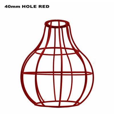 Red Metal Wire Cage Ceiling Light Shade Easy Fit Lamp Shade, Ceiling Hanging Indoor Pendant Light Lampshade - image 1