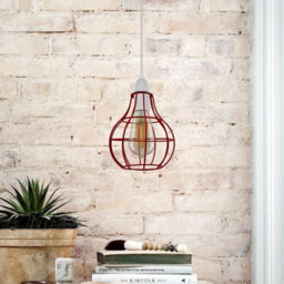 Red Metal Wire Cage Ceiling Light Shade Easy Fit Lamp Shade, Ceiling Hanging Indoor Pendant Light Lampshade - thumbnail 5
