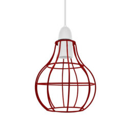 Red Metal Wire Cage Ceiling Light Shade Easy Fit Lamp Shade, Ceiling Hanging Indoor Pendant Light Lampshade - thumbnail 6