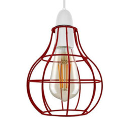 Red Metal Wire Cage Ceiling Light Shade Easy Fit Lamp Shade, Ceiling Hanging Indoor Pendant Light Lampshade - thumbnail 2