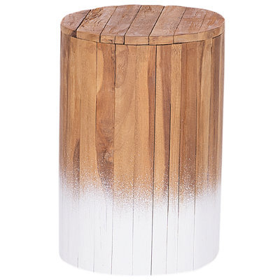 Beliani Side Table Movas Teak Wood Brown/ White - image 1