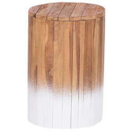 Beliani Side Table Movas Teak Wood Brown/ White