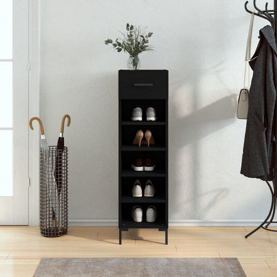 Berkfield Shoe Cabinet Black 30X35X105 Cm Engineered Wood - image 1