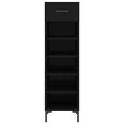 Berkfield Shoe Cabinet Black 30X35X105 Cm Engineered Wood - thumbnail 6
