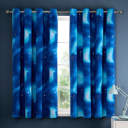 Catherine Lansfield Ombre Stars 66X72 Inch Fully Reversible Eyelet Curtains Two Panels Blue - thumbnail 3