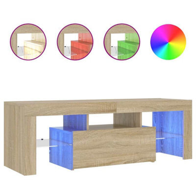 Berkfield Modern Tv Cabinet With Led Lights Sonoma Oak 120X35X40 Cm - image 1