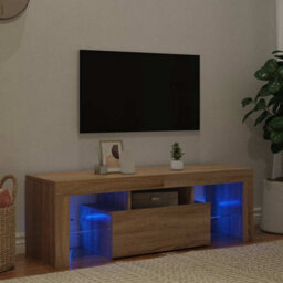 Berkfield Modern Tv Cabinet With Led Lights Sonoma Oak 120X35X40 Cm - thumbnail 2