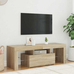 Berkfield Modern Tv Cabinet With Led Lights Sonoma Oak 120X35X40 Cm - thumbnail 7