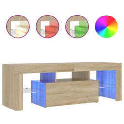 Berkfield Modern Tv Cabinet With Led Lights Sonoma Oak 120X35X40 Cm - thumbnail 1