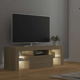 Berkfield Modern Tv Cabinet With Led Lights Sonoma Oak 120X35X40 Cm - thumbnail 9