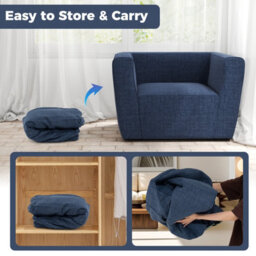 Gainoom Inflatable Blue Sofa Portable Blow Up Couch Single Lounger Air Sofa Chair With Detachable Cover - thumbnail 5