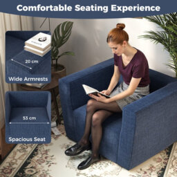 Gainoom Inflatable Blue Sofa Portable Blow Up Couch Single Lounger Air Sofa Chair With Detachable Cover - thumbnail 6