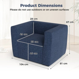 Gainoom Inflatable Blue Sofa Portable Blow Up Couch Single Lounger Air Sofa Chair With Detachable Cover - thumbnail 2