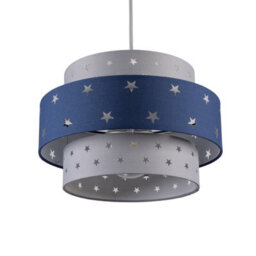 CGC Lighting Cgc Starlight Grey & Navy Blue Star Two Tier Easy Fit Lamp Shade Kids Childrens - thumbnail 3