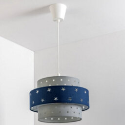 CGC Lighting Cgc Starlight Grey & Navy Blue Star Two Tier Easy Fit Lamp Shade Kids Childrens - thumbnail 2