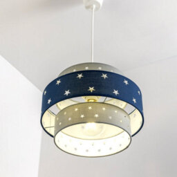 CGC Lighting Cgc Starlight Grey & Navy Blue Star Two Tier Easy Fit Lamp Shade Kids Childrens - thumbnail 5