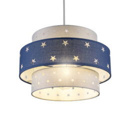 CGC Lighting Cgc Starlight Grey & Navy Blue Star Two Tier Easy Fit Lamp Shade Kids Childrens - thumbnail 4