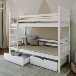 Arte Solid Wood Bunk Bed With Storage In White Matt (H1640mm X W1980mm X D980mm) - thumbnail 1