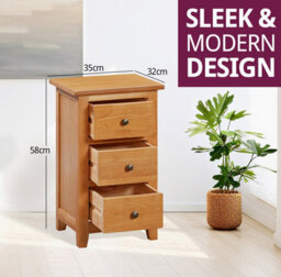 Hallowood Furniture Aston 3 Drawer Small Bedside Table - thumbnail 3