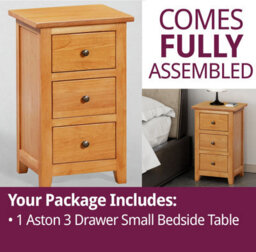 Hallowood Furniture Aston 3 Drawer Small Bedside Table - thumbnail 7