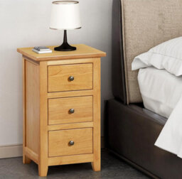 Hallowood Furniture Aston 3 Drawer Small Bedside Table - thumbnail 1