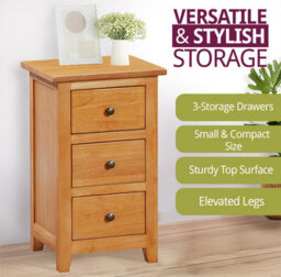 Hallowood Furniture Aston 3 Drawer Small Bedside Table - thumbnail 5