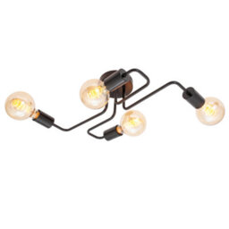 Happy Homewares Industrial Vintage Styled Matte Black Ceiling Light With Looping Arms - thumbnail 2