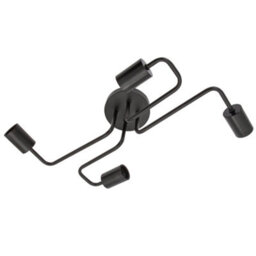 Happy Homewares Industrial Vintage Styled Matte Black Ceiling Light With Looping Arms - thumbnail 5