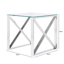 Vanity Living Sofa Side Table For Living Room Furniture, End Table With Clear Glass Top, Bedside Table - thumbnail 5