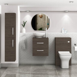 Royal Bathrooms 500mm Wall Hung Vanity Unit 2 Drawer Grey Elm & Breeze Countertop Basin - thumbnail 2