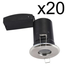 First Choice Lighting Set Of 20 - Brushed Chrome Ip65 Bathroom Recessed Fire Rated Downlight - thumbnail 2