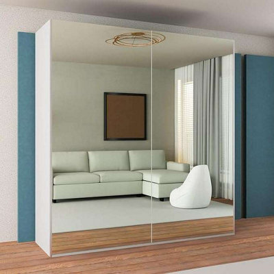 Sliding Wardrobes 4 u LTD Full Mirror Sliding Wardrobe With Led Light White - W150Cm X H217Cm - image 1