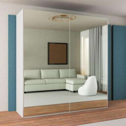Sliding Wardrobes 4 u LTD Full Mirror Sliding Wardrobe With Led Light White - W150Cm X H217Cm - thumbnail 1