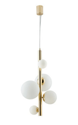 Luminosa Lighting Luminosa Hera Globe Ceiling Pendant, Gold, Opal, G9