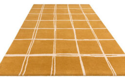 Gold Chequered Wool Modern Shaggy Handmade Rug For Living Room Bedroom & Dining Room-120Cm X 170Cm - thumbnail 4