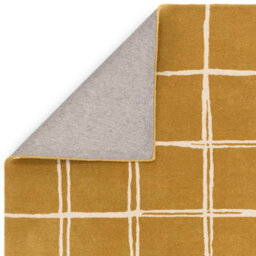 Gold Chequered Wool Modern Shaggy Handmade Rug For Living Room Bedroom & Dining Room-120Cm X 170Cm - thumbnail 5