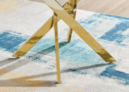 Furniturebox Novara White Marble Effect 100Cm Round Dining Table With Gold Starburst Legs & 4 Navy Velvet Pesaro Chairs - thumbnail 7