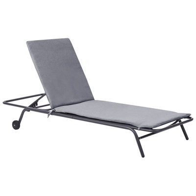 Beliani Sun Lounger Volterra Reclining Metal Grey - image 1