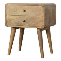 Matteo Solid Mango Wood 2-Drawer Bedside Chest - Oak-Ish Finish - thumbnail 8