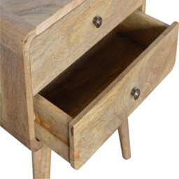 Matteo Solid Mango Wood 2-Drawer Bedside Chest - Oak-Ish Finish - thumbnail 3