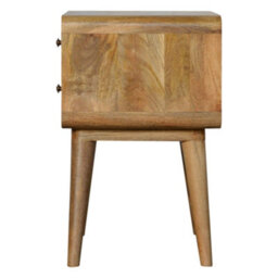 Matteo Solid Mango Wood 2-Drawer Bedside Chest - Oak-Ish Finish - thumbnail 5
