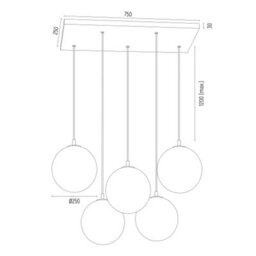 Luminosa Lighting Luminosa Paloma Cluster Pendant Ceiling 5 Light Grey Lister (Fluted), Black - thumbnail 4