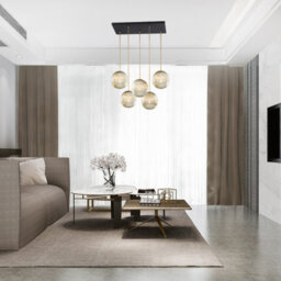 Luminosa Lighting Luminosa Paloma Cluster Pendant Ceiling 5 Light Grey Lister (Fluted), Black - thumbnail 3