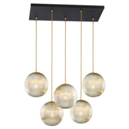 Luminosa Lighting Luminosa Paloma Cluster Pendant Ceiling 5 Light Grey Lister (Fluted), Black - thumbnail 1